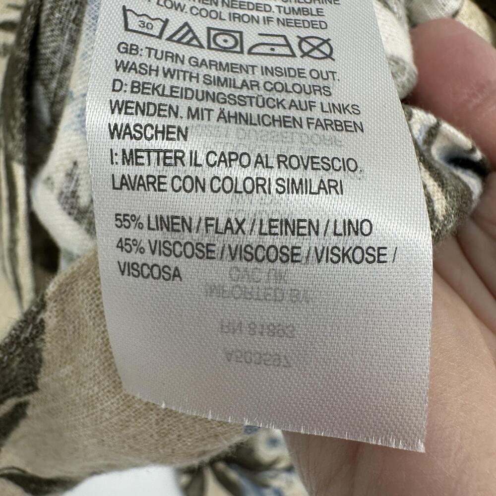 Naturals D&Co Tropical Linen Blend Button Front Top Medium Coastal Boho Resort - Picture 8 of 10